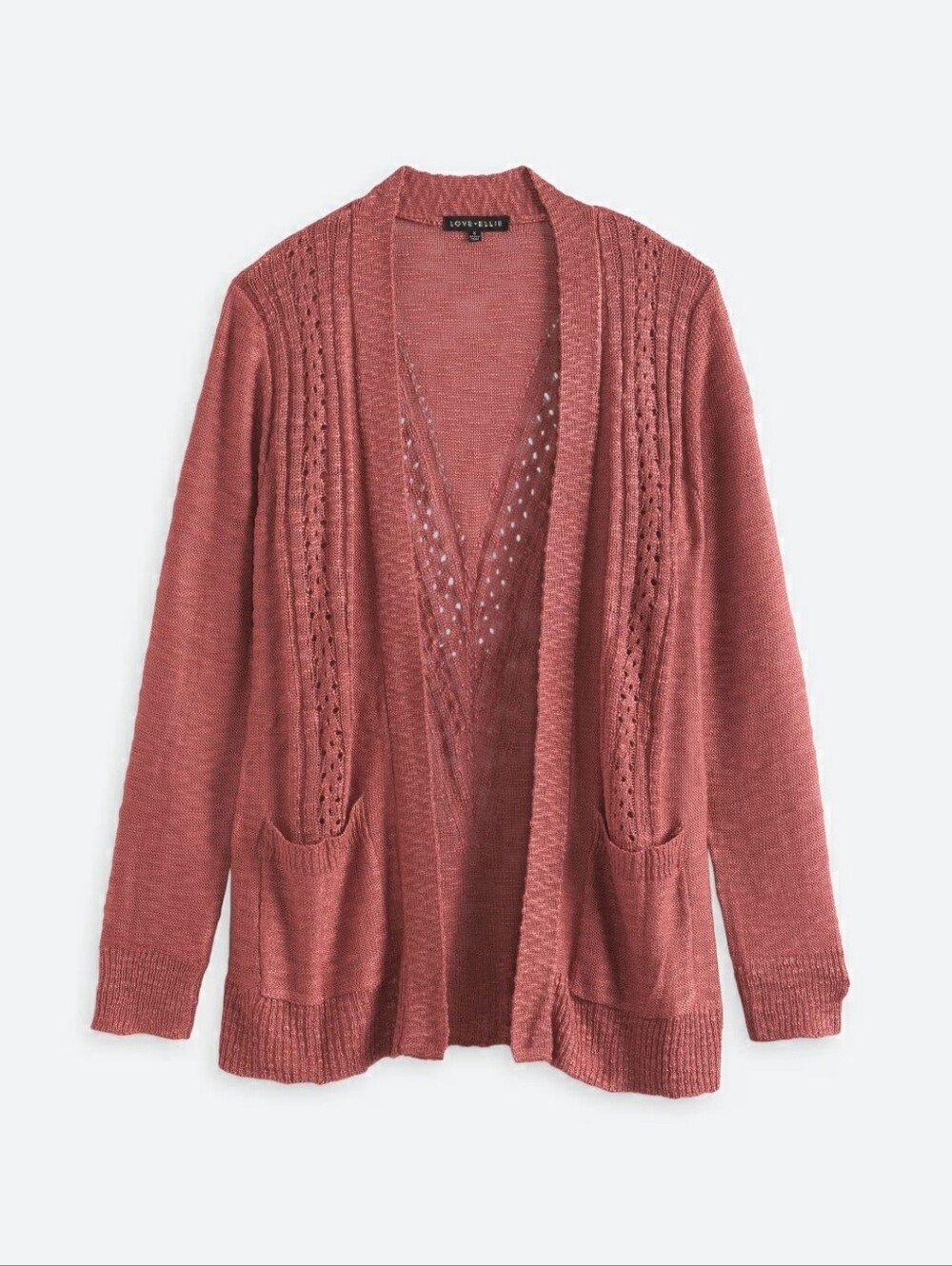 Open-Front Knit Cardigan - Dusty Rose/Orange